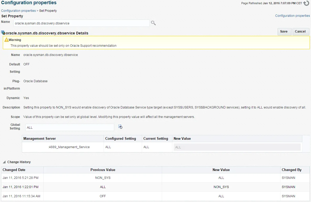 Oracle Enterprise Manager 13c - Set OMS configuration property screen
