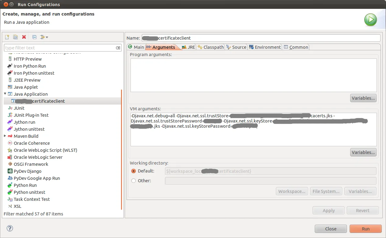 runtime java options